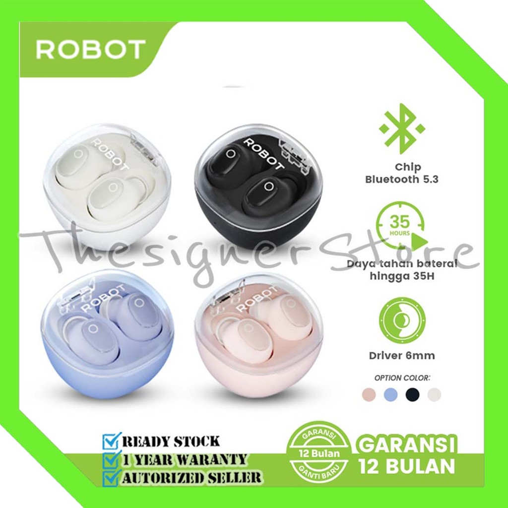 ROBOT Flybuds T22 TWS Wireless Earbuds Bluetooth 5.3 Mini Earphone Bluetooth - Garansi Resmi 1 Tahun