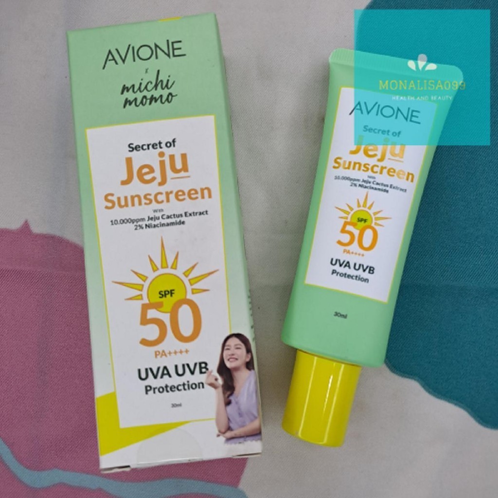 Jual Avione x michi momo secret off jeju sunscreen spf50 pa++++ 30ml ...