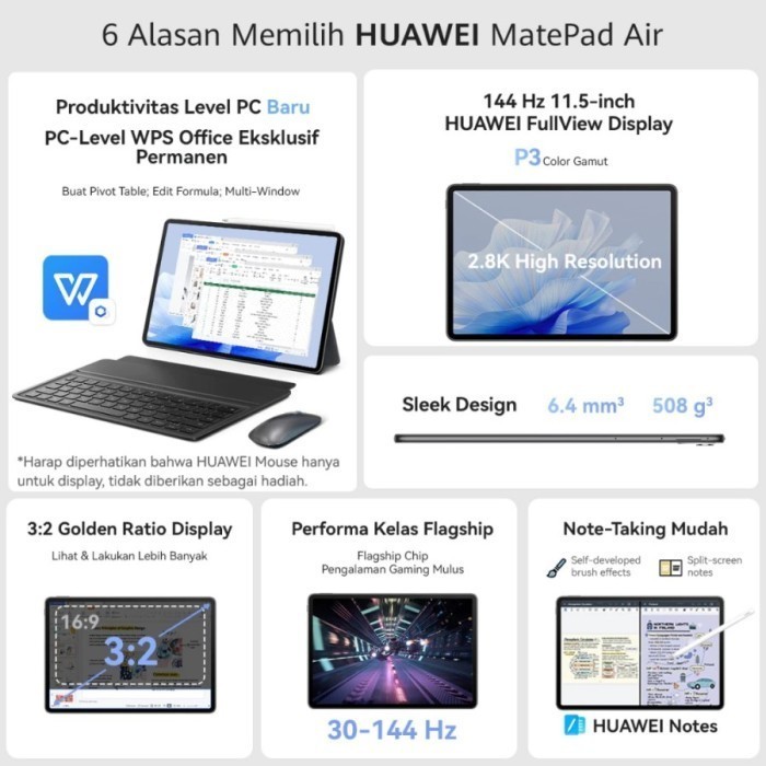 Jual MatePad Air 2023 8/128Gb Huawei FullView Display Tablet 144Hz ...