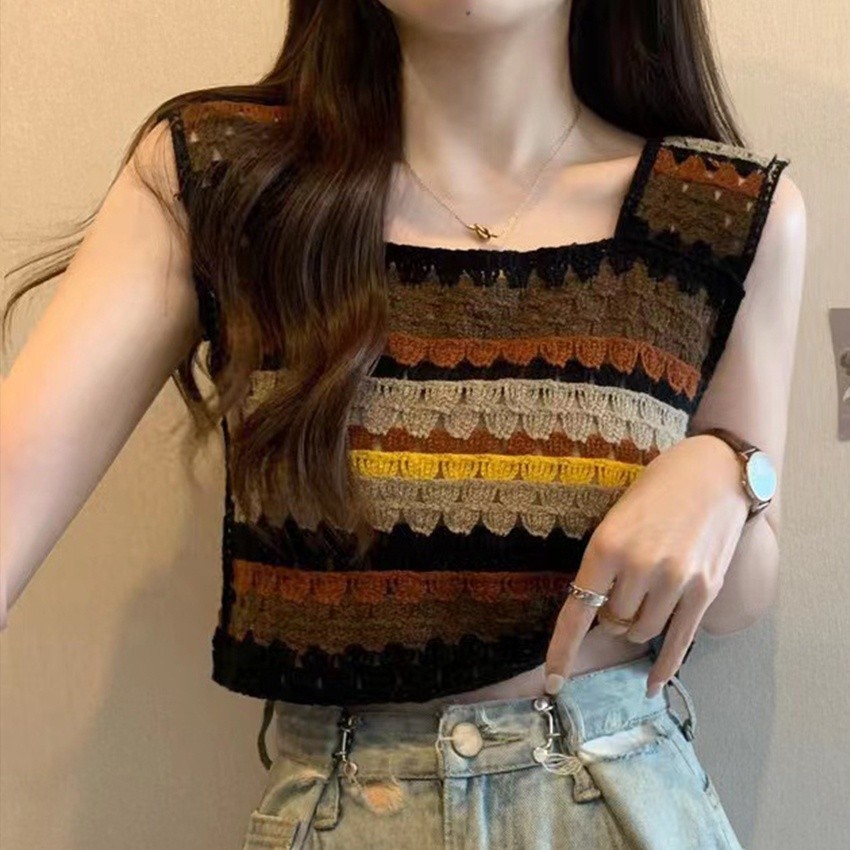 Jual Tank Top Wanita Crochet Rajut Vest Rumbai Knit Rompi Tanktop Crop ...