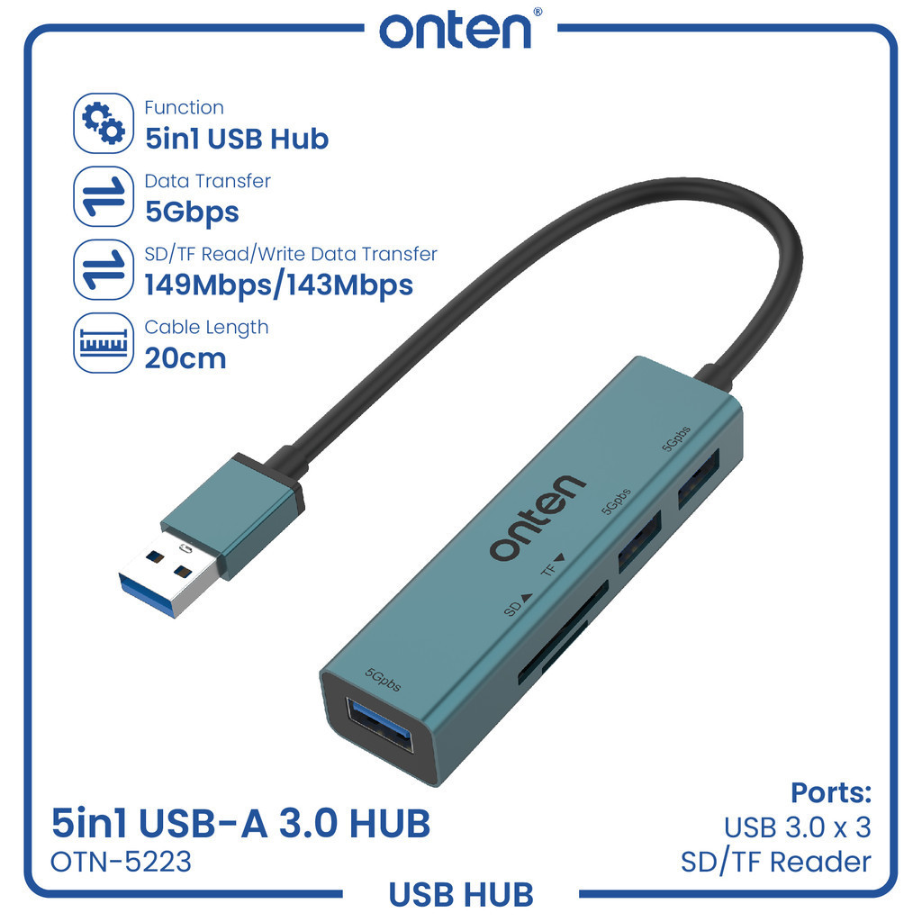 Jual ONTEN USB-A/Type-C HUB Expansion OTG SD/TF/MicroSD