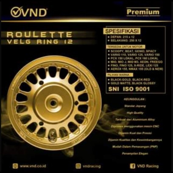 Jual Velg Bintang VND Tipe Roulette Motor Vario 150 Warna GOLD | Shopee ...