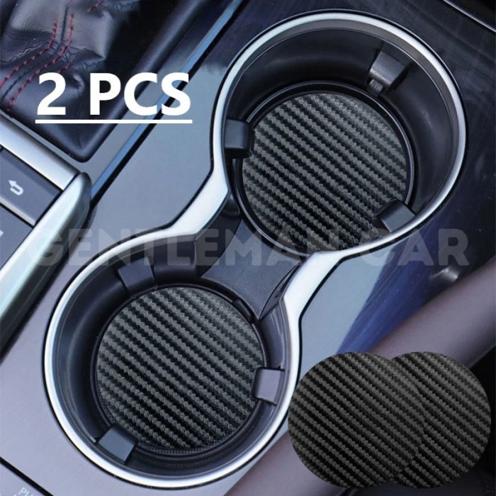 Cup Holder Anti Slip Carbon (2 pcs) Alas Tatakan Premium Car Botol Gelas Interior Mobil