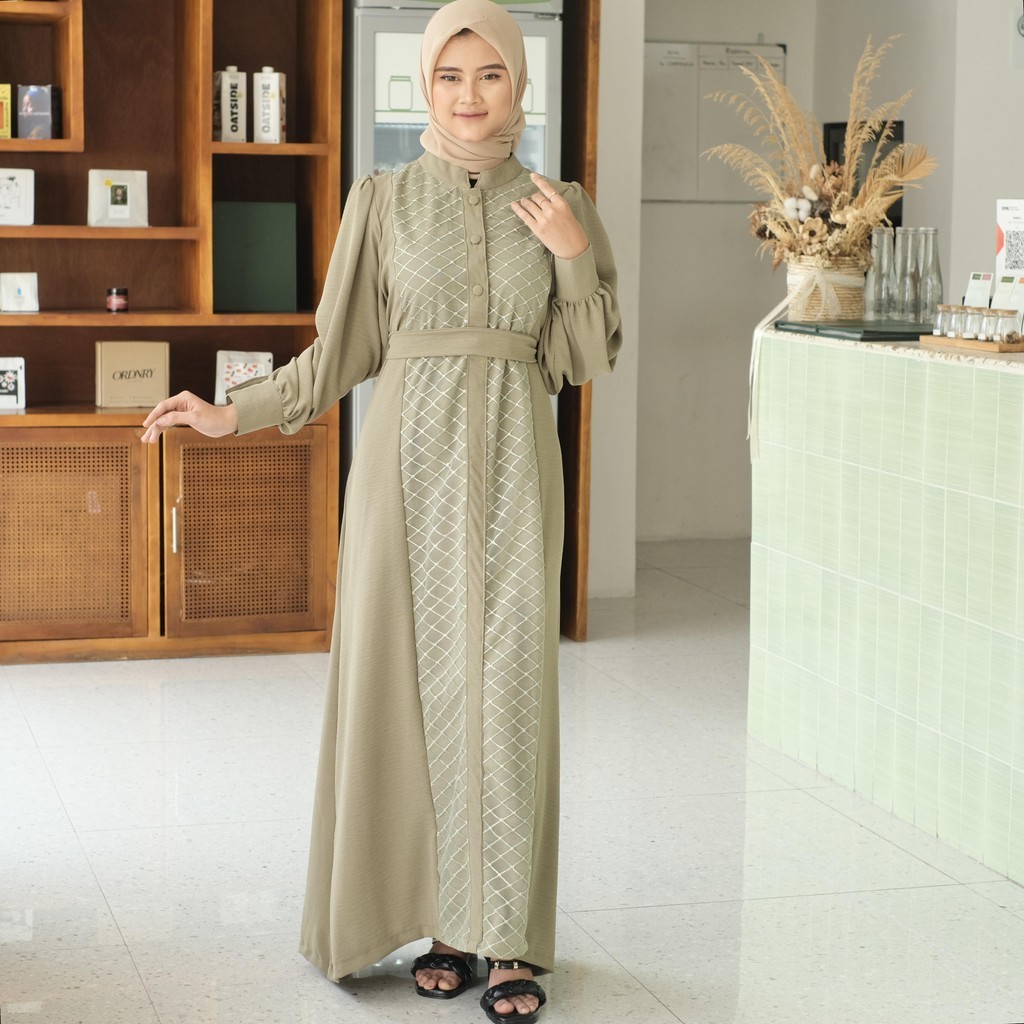 Jual Najwa - Dress Delra tile jaring cringkle airflow premium - gaun ...