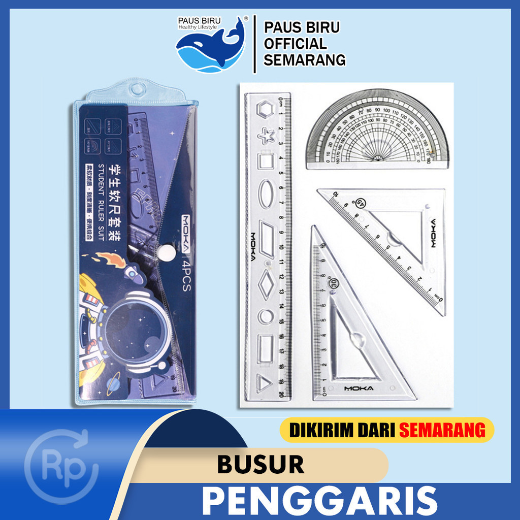 Jual Paus Biru - Aimilo Penggaris Segitiga Busur dan Lurus Fancy Anak ...
