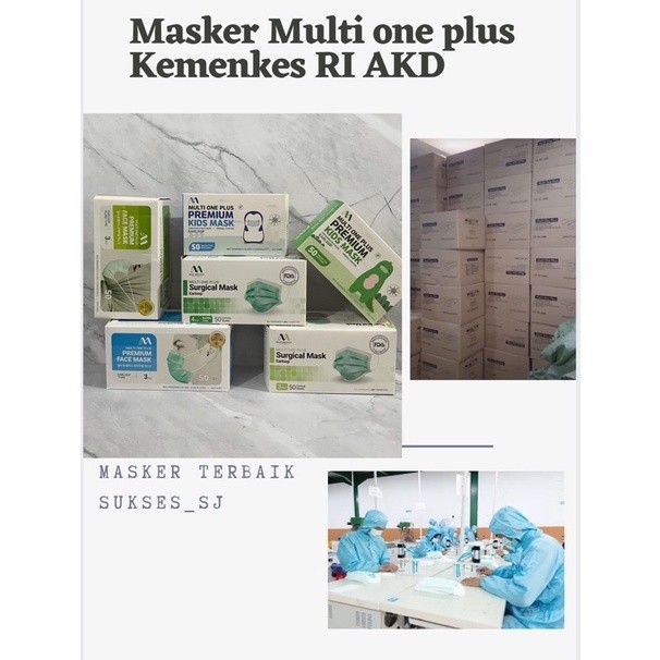 Jual (SR) Masker 3ply multi one plus masker 3 ply isi 50 masker medis ...