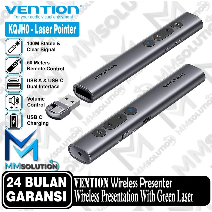 Jual Vention Wireless PowerPoint Presentation Green Laser Pointer 2 ...
