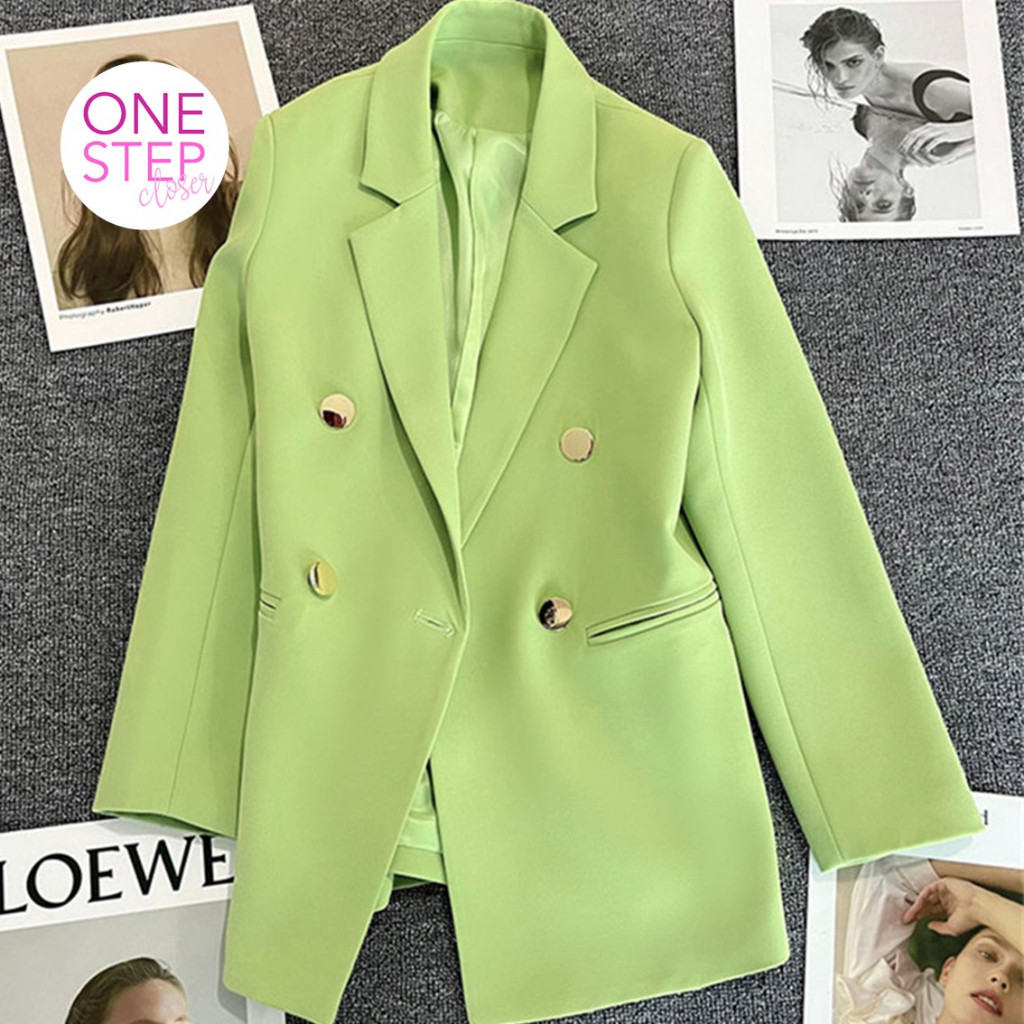 Jual Outer Blazer Jumbo Oversized Wanita Pink Colorful Lengan Panjang