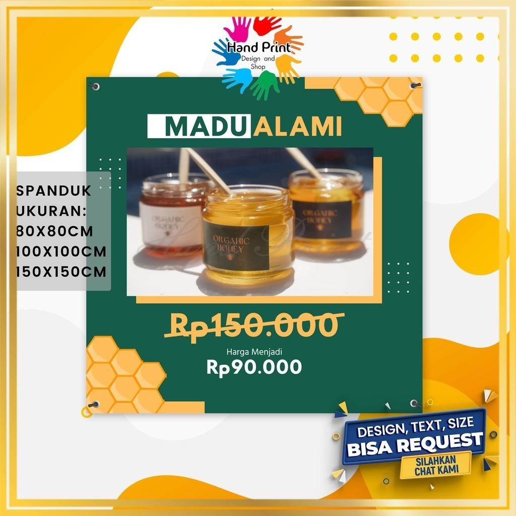 Jual SPANDUK / BANNER Jualan Madu Alami Hutan Natural Honey Bee D MMT ...