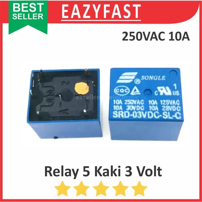 Jual Relay 5P 5 P Kaki Pin 3V 3 V Volt DC 3VDC Coil Drive SPDT NO NC ...