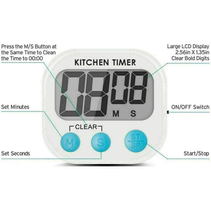 Jual Digital Kitchen LCD Timer Stopwatch Stop Watch JS-118 Serbaguna ...