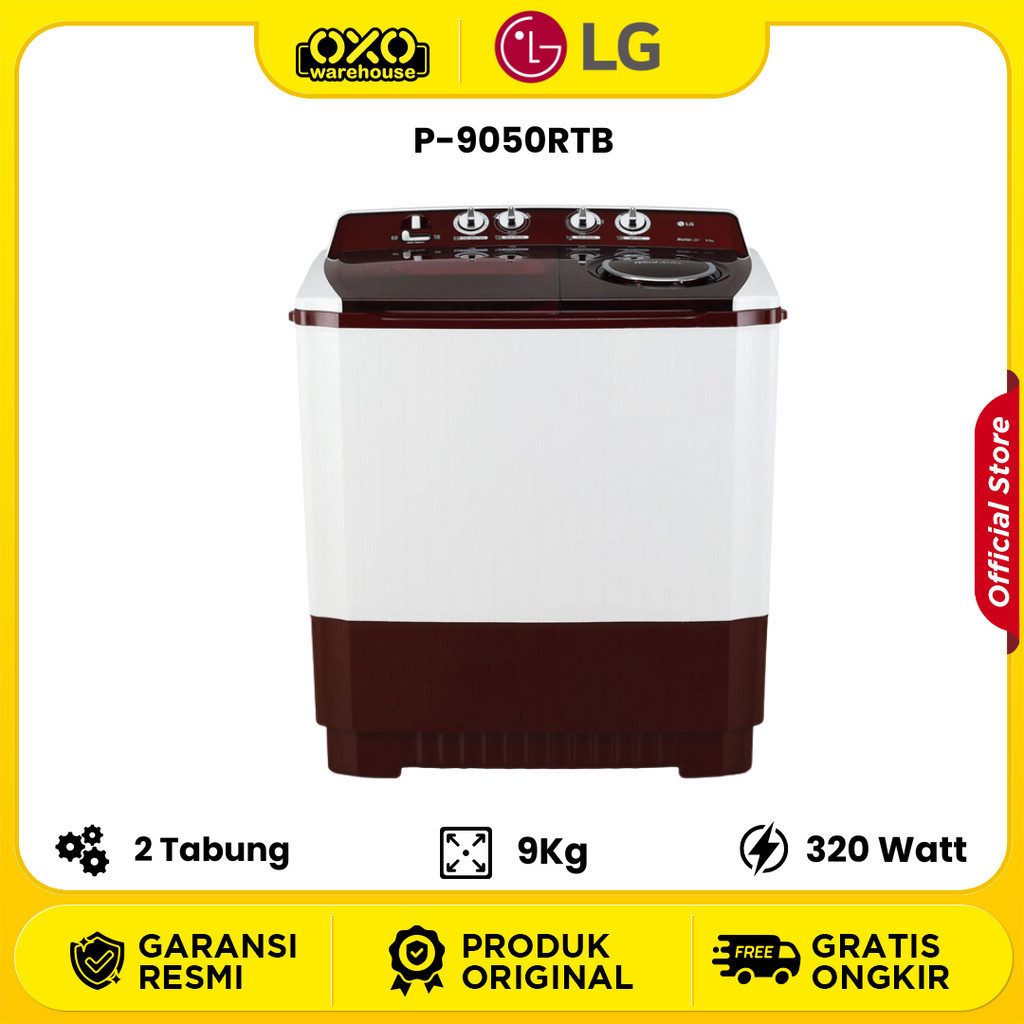 Jual LG Mesin Cuci 9 Kg 2 Tabung P9050RTB Low Watt Garansi Resmi Shopee Indonesia