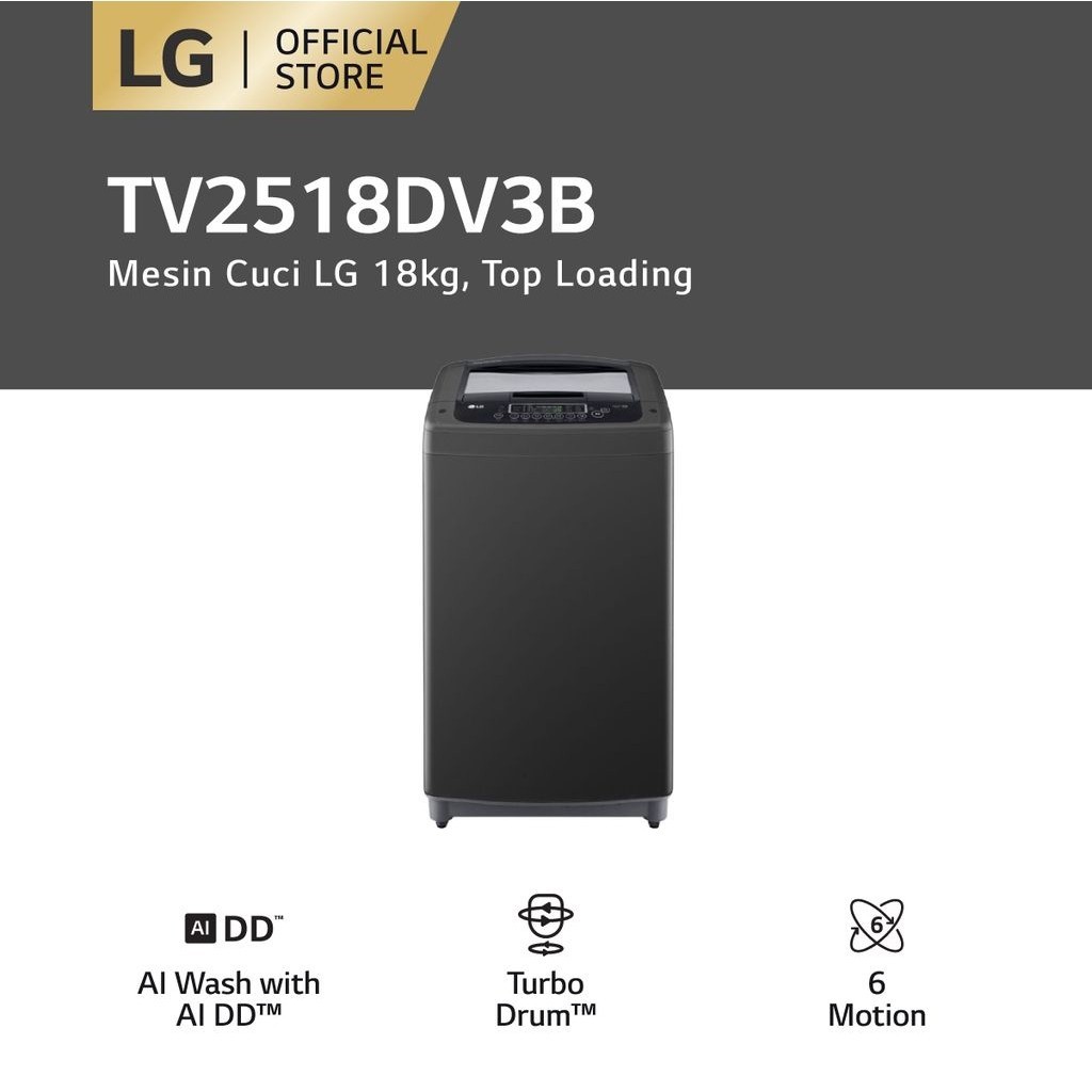 Jual LG MESIN CUCI 1 TABUNG TOP LOADING WASHER TV2518DV3B | Shopee ...