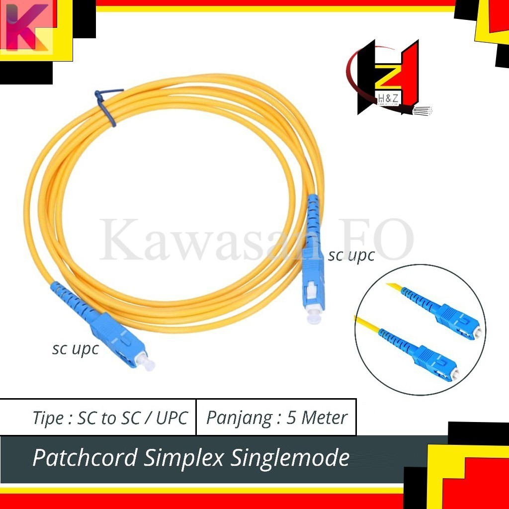 Jual Patchcord SC-UPC To SC-UPC Simplex SM 5 Meter Fiber Optik | Shopee ...