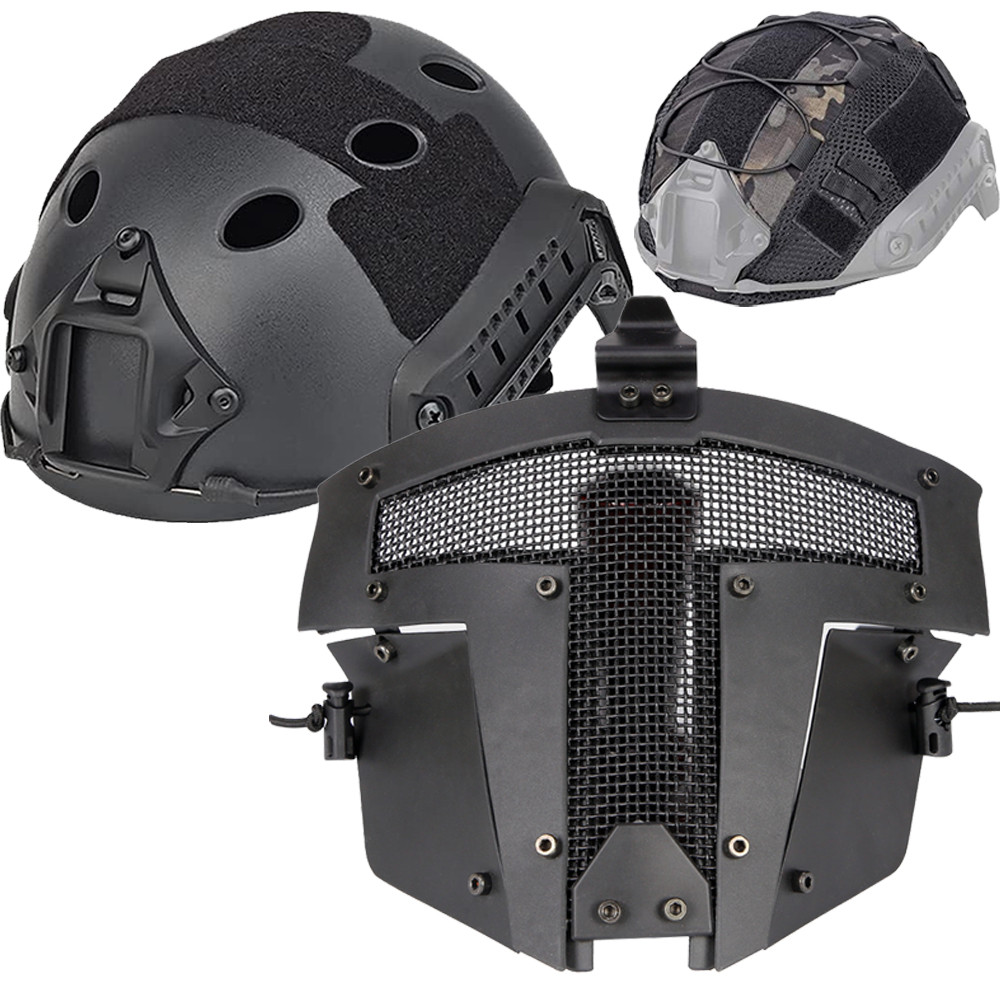 Jual Tactical Helmet Set with Camouflage Helmet Cover &Airsoft Full ...