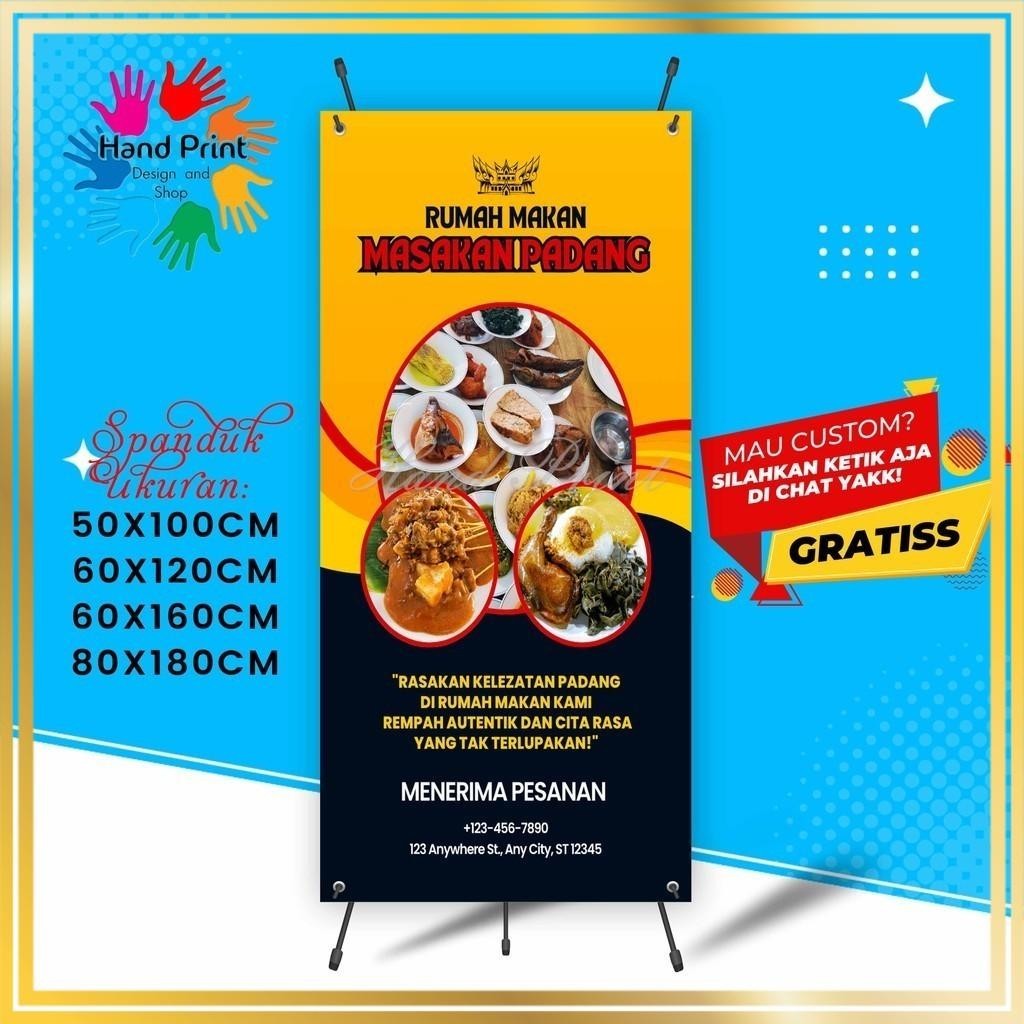 Jual SPANDUK BANNER Jualan Masakan Padang Rumah Makan Rendang MMT