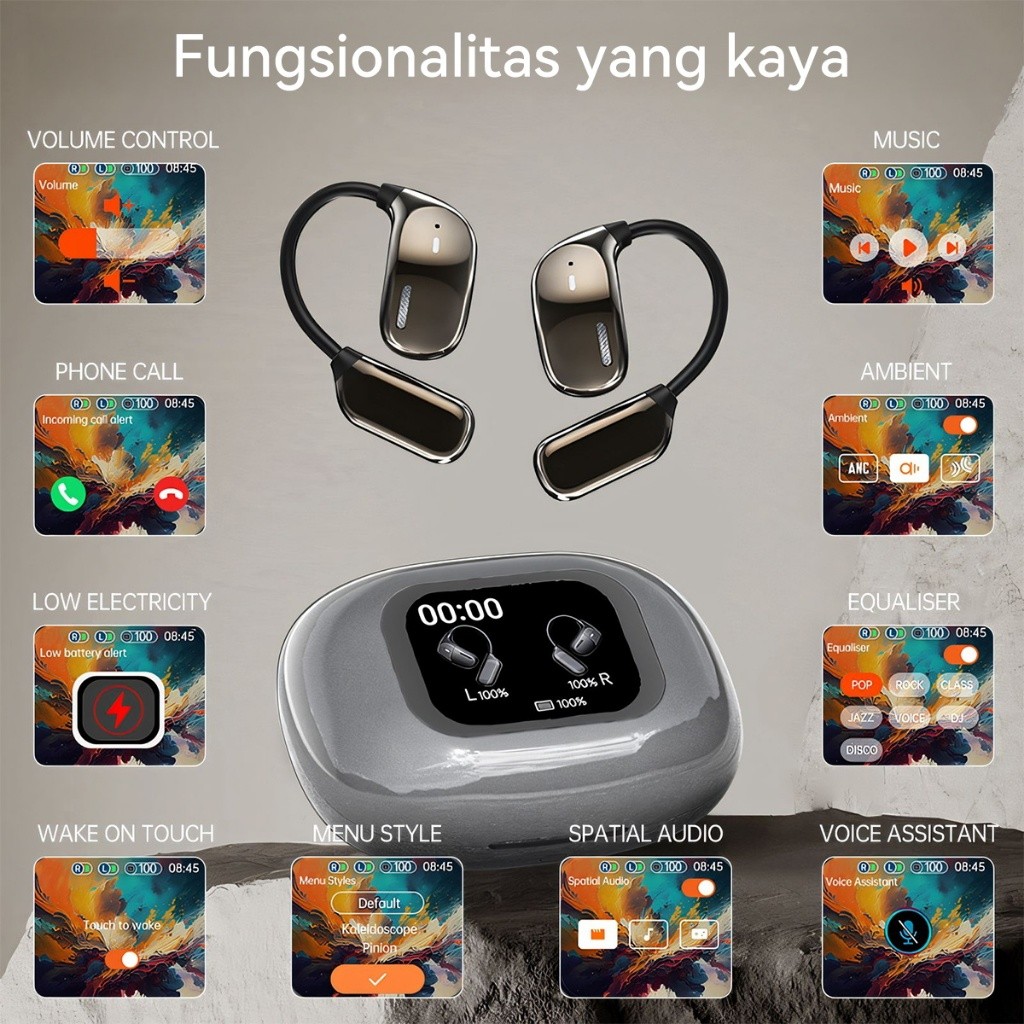 Jual (Ai Translation Headset )JQVITEK EP76X Wireless OWS Smart Chip Ai ...