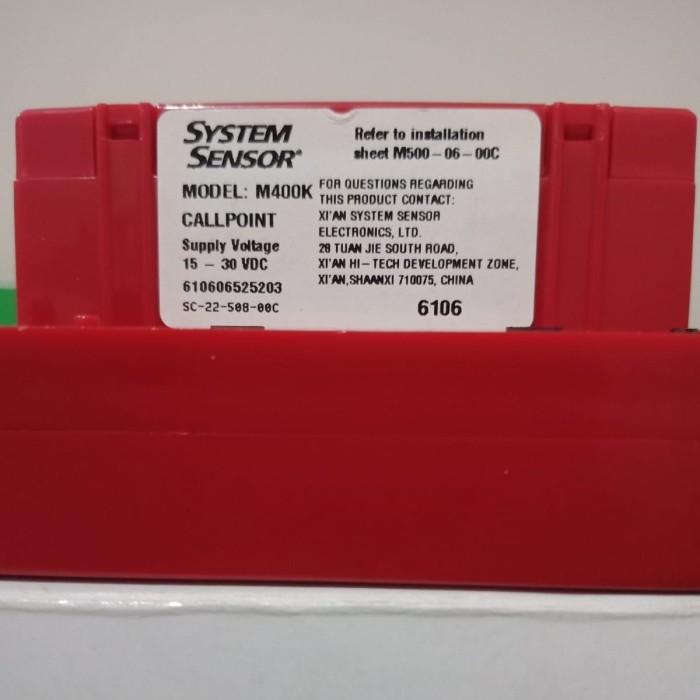Jual SYSTEM SENSOR M400K BREAK GLASS MANUAL CALL POINT NEW ORIGINAL ...