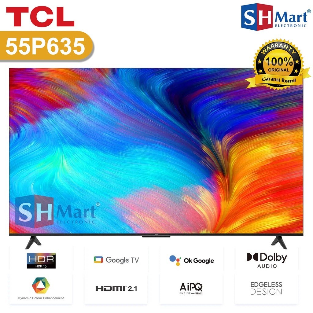 Jual TV TCL 55 INCH 55P635 ANDROID TV 4K UHD NEW 2022 GARANSI RESMI ...