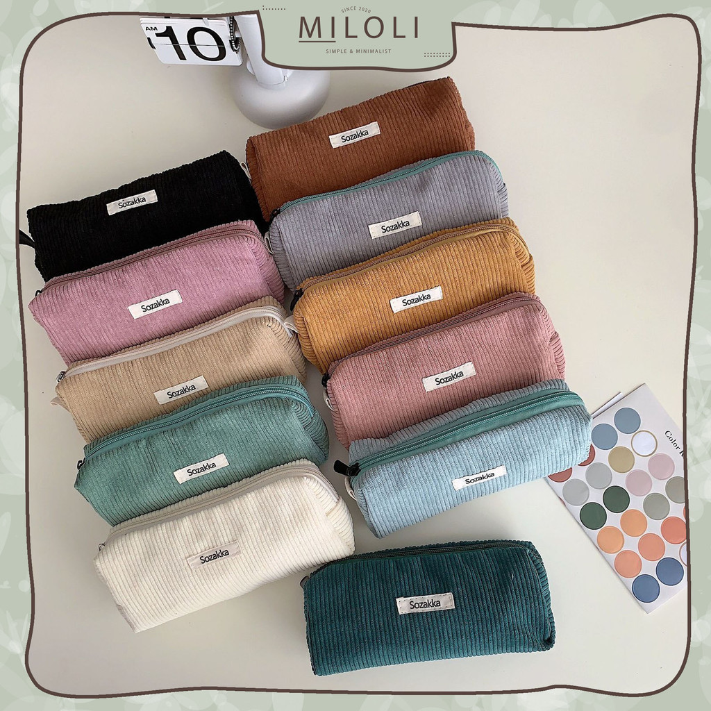 Jual [MILOLI] 1Pcs KOTAK PENSIL SOZAKKA Corduroy Tempayt Pensil Pencil ...