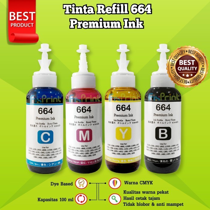 Jual TINTA 664 T664 Premium Ink REFILL PRINTER EPSN BLACK COLOR L110 ...