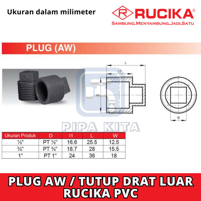 Jual Plug AW 1 Inch RUCIKA Tutup Drat Luar TS 1