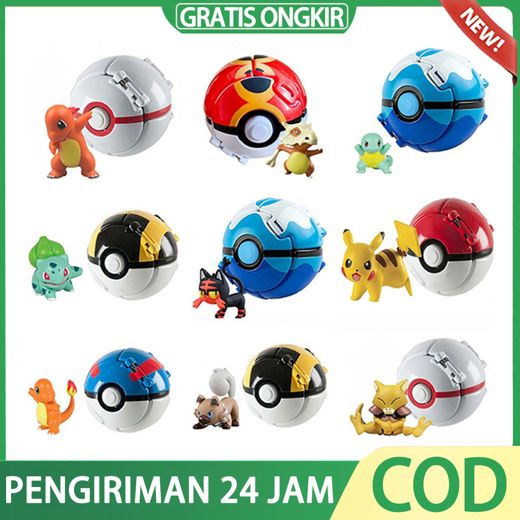 Jual 4pcs Mainan Bola Pikachu Mini Figure Pokemon Pokeball Lempar ...