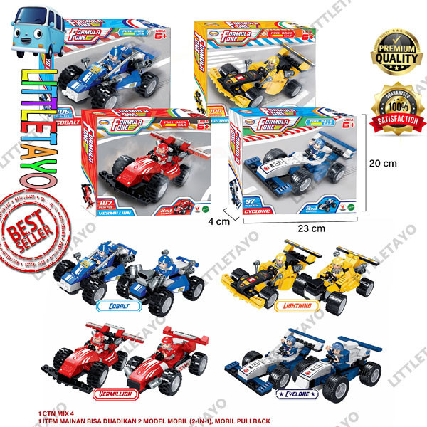 Jual Play Go Formula One Pull Back Mainan Balok Susun Mobil Balap ...