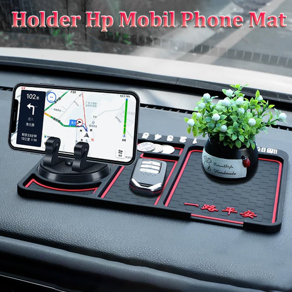 Holder Hp Mobil Phone Holder Mat Alas Mobil Dashboard in Anti Slip  Multifungsi Universal Stand Holder Car Mount - Main Image