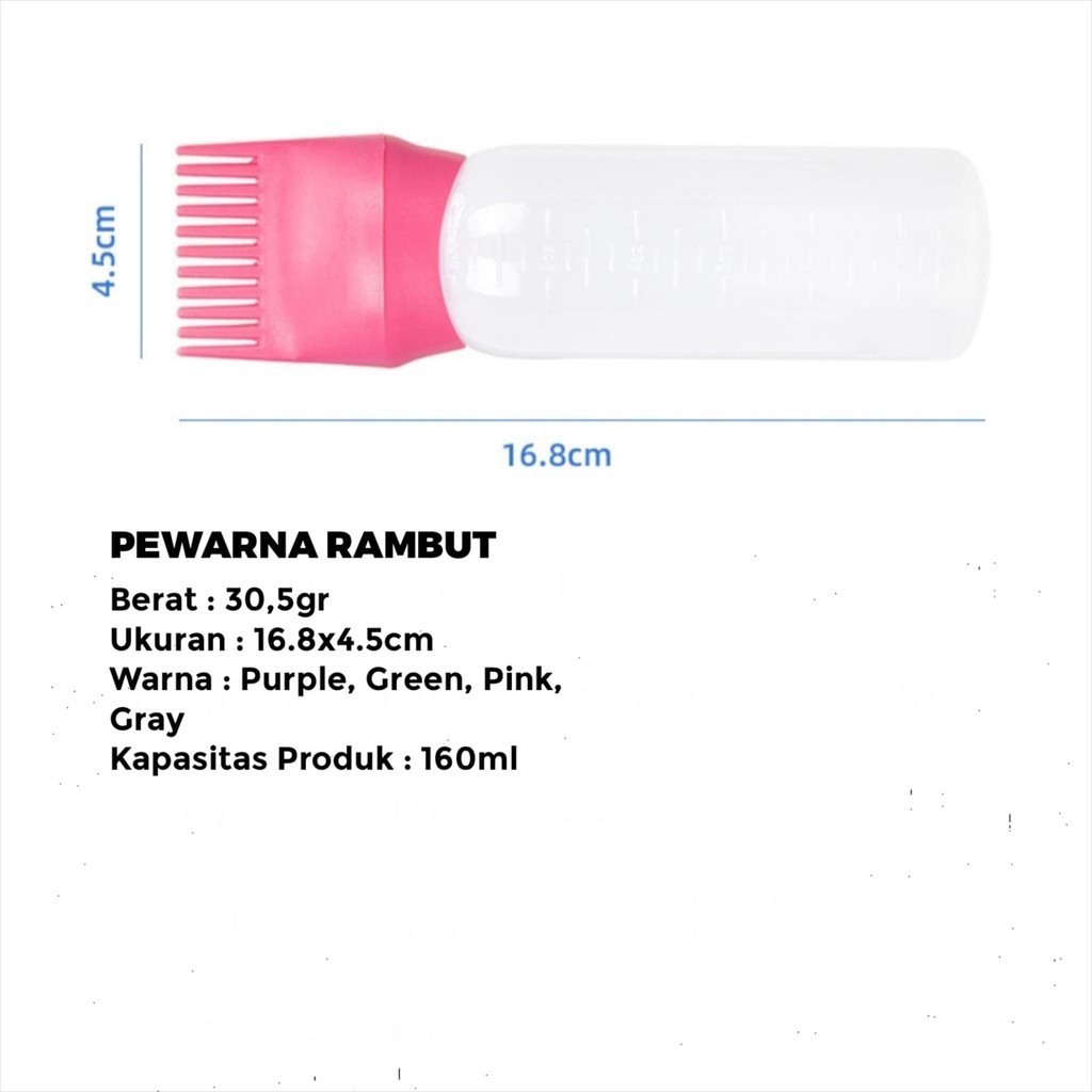 Jual TAC025 BOTOL WADAH PEWARNA RAMBUT ALAT CAT RAMBUT APLIKATOR CAT ...