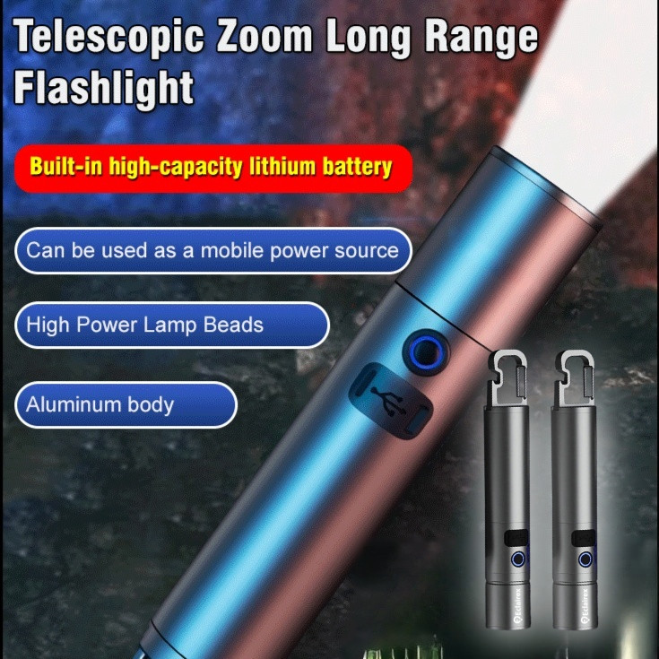Jual Long Range Telescopic Zoom White Lighting Flashlight | Shopee ...