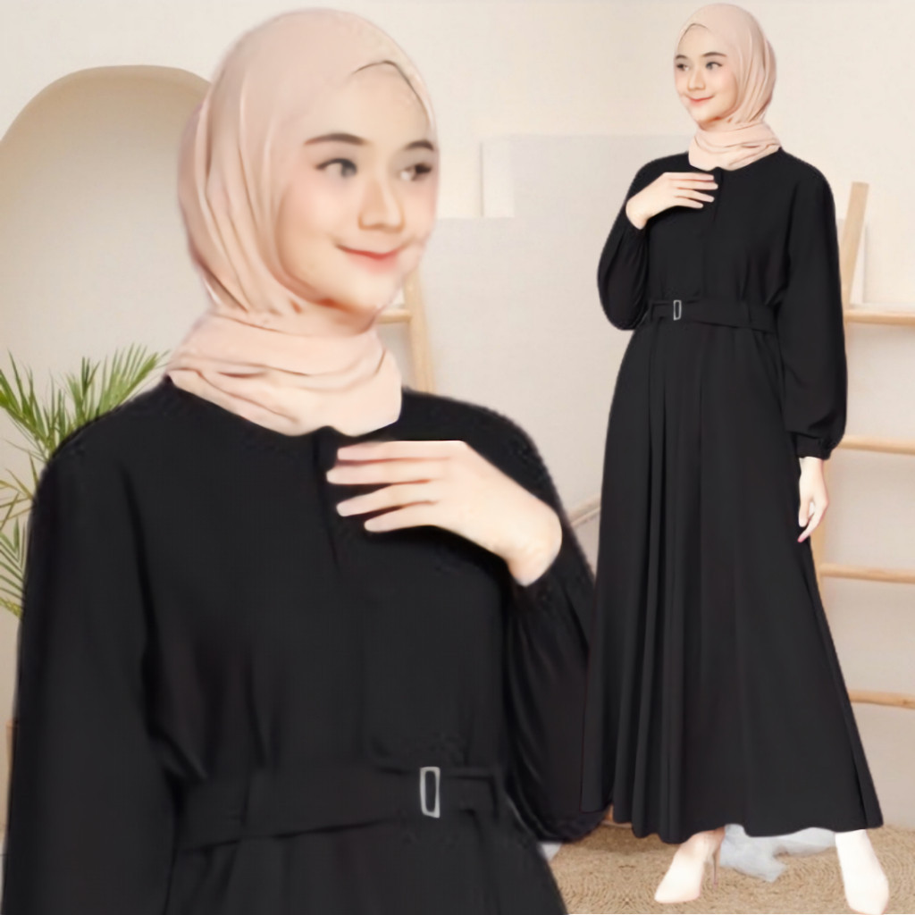 Jual Model Gamis Terbaru 2024 Hitam Polos Simpel Modern Remaja Dress ...
