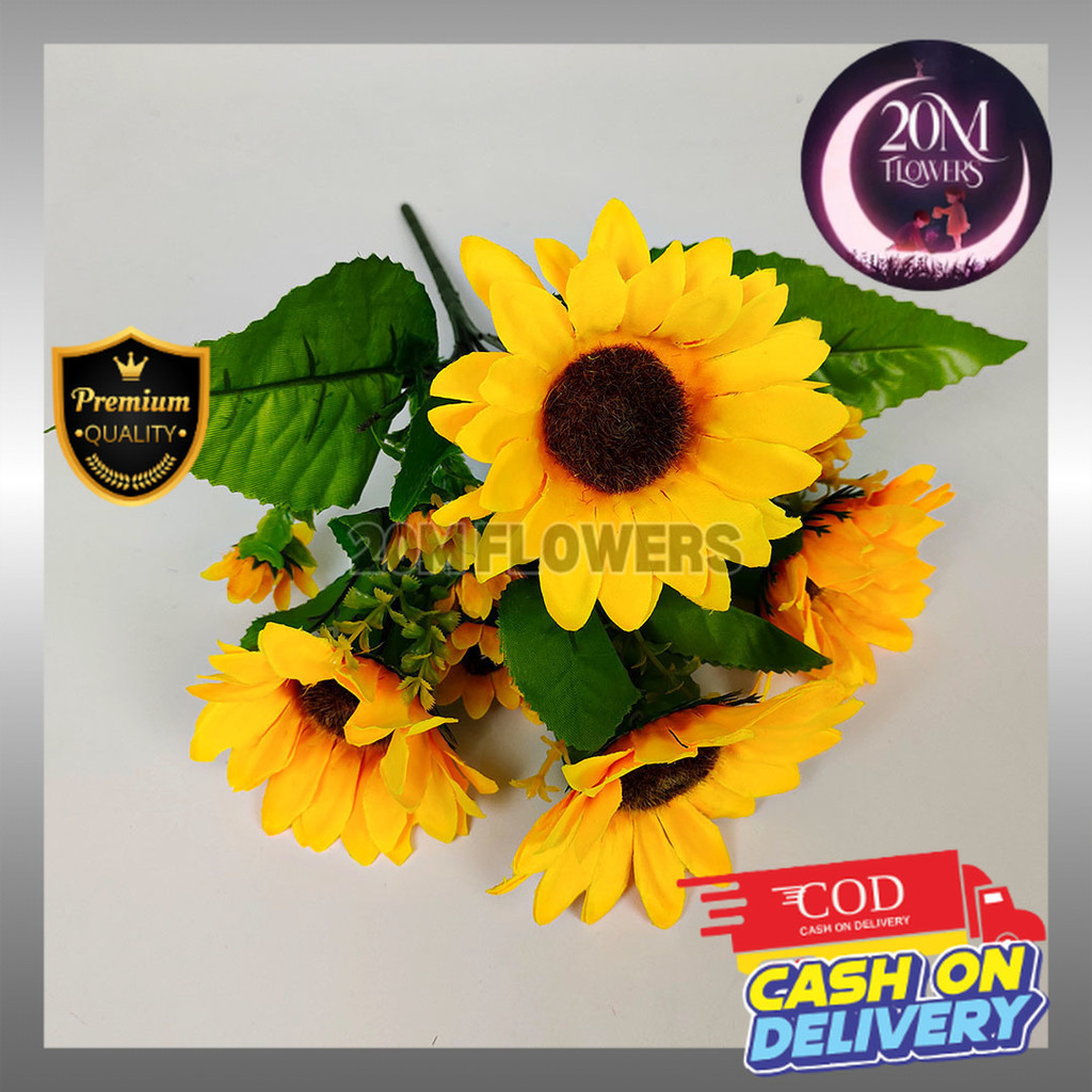 Jual COD 1PCS BUNGA MATAHARI MIX DAUN CABANG 7 ARTIFICIAL - BUNGA SUN ...