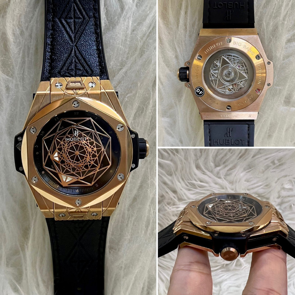 Jual HUBLOT JAM TANGAN PRIA HUBLOT SANG BLEU ROSE GOLD BLACK AUTOMATIC