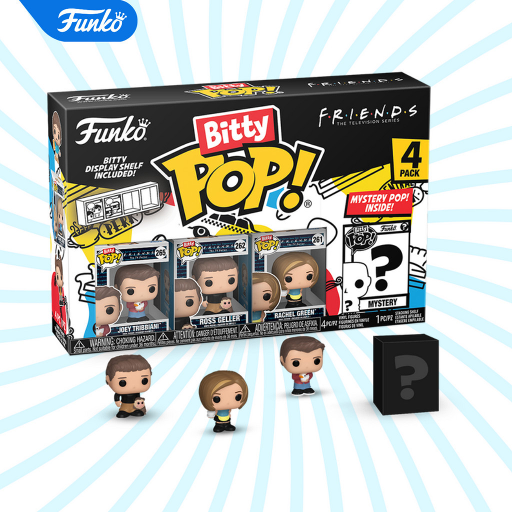 Funko Bitty Pop! Friends 80's – Rachel, Chandler, Ross + 1 Mystère – 2,2 Cm – Collection