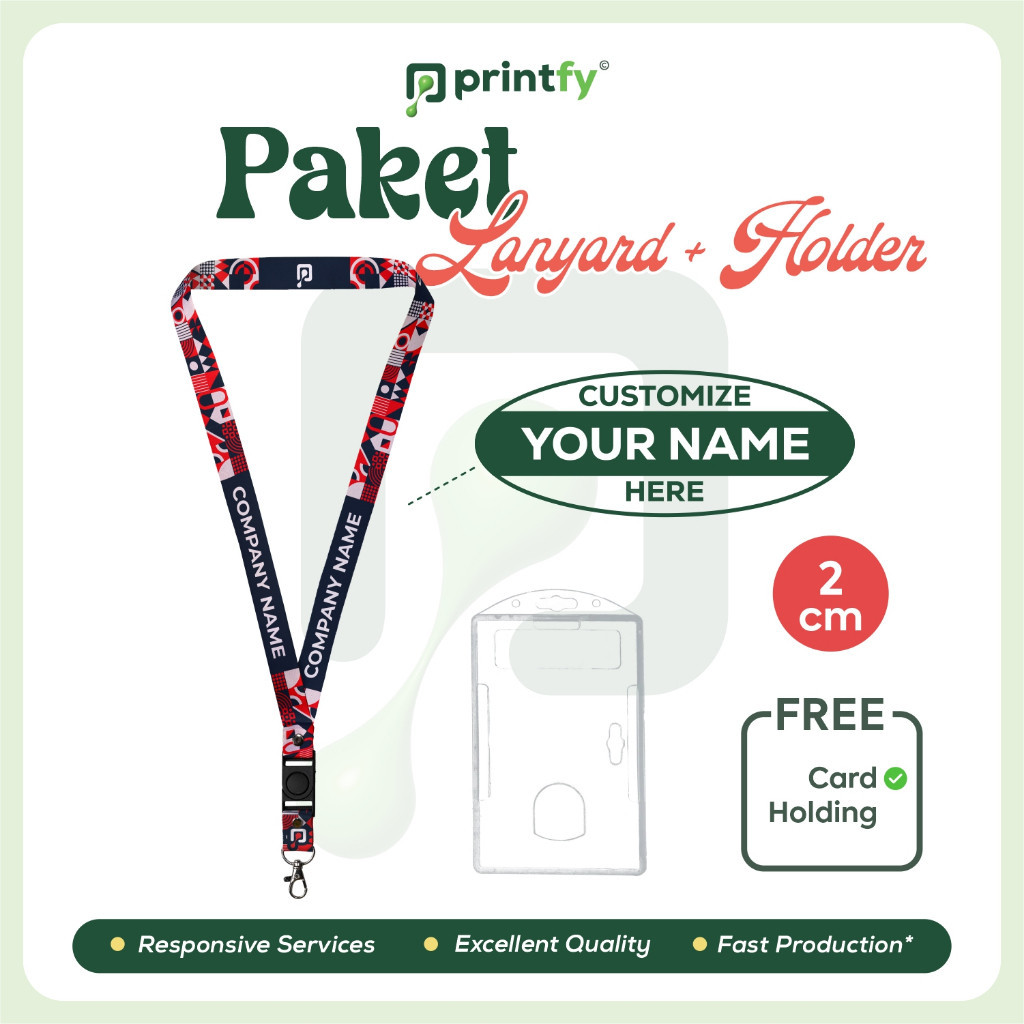 Jual Tali Lanyard Custom 2cm Cetak 2 Sisi + Frame / Tali ID Card Premium Custom ( BISA SATUAN