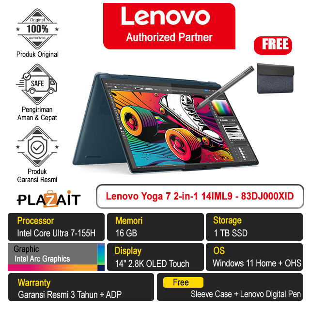Écran Tactile OLED Lenovo Yoga 7 2-en-1 14IML9 - 14 Pouces 2,8K WQXGA+ - Neuf D'origine