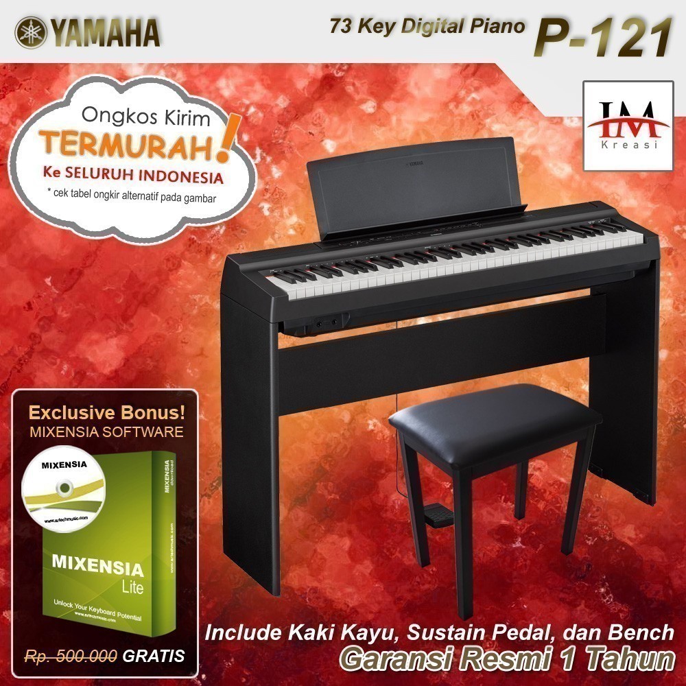 Jual Yamaha P 121 + Stand Kayu + Kursi / P121 / P121B Garansi Resmi ...