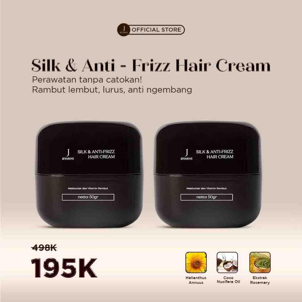 Jual 2 Pcs Jevarine Silky Anti Frizz Hair Cream - Krim rambut untuk ...