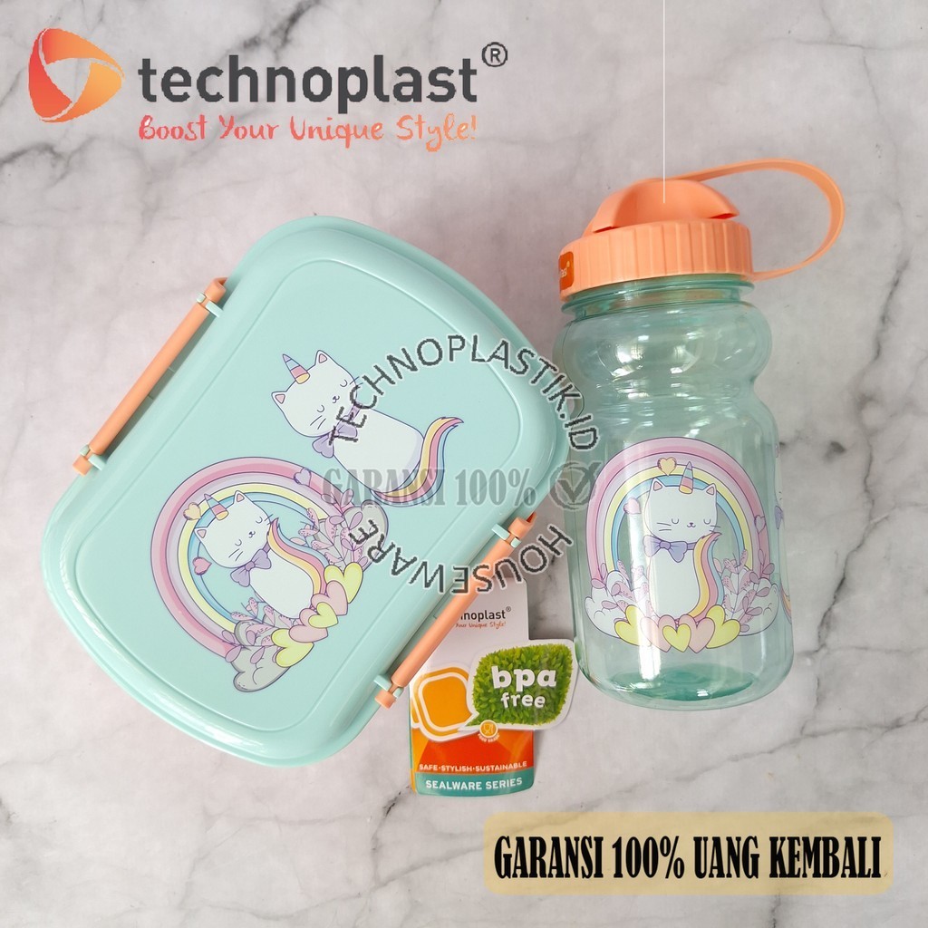 Jual Technoplast Paket Hemat Howdy Cat Kotak Bekal Ml Botol Ml Shopee Indonesia