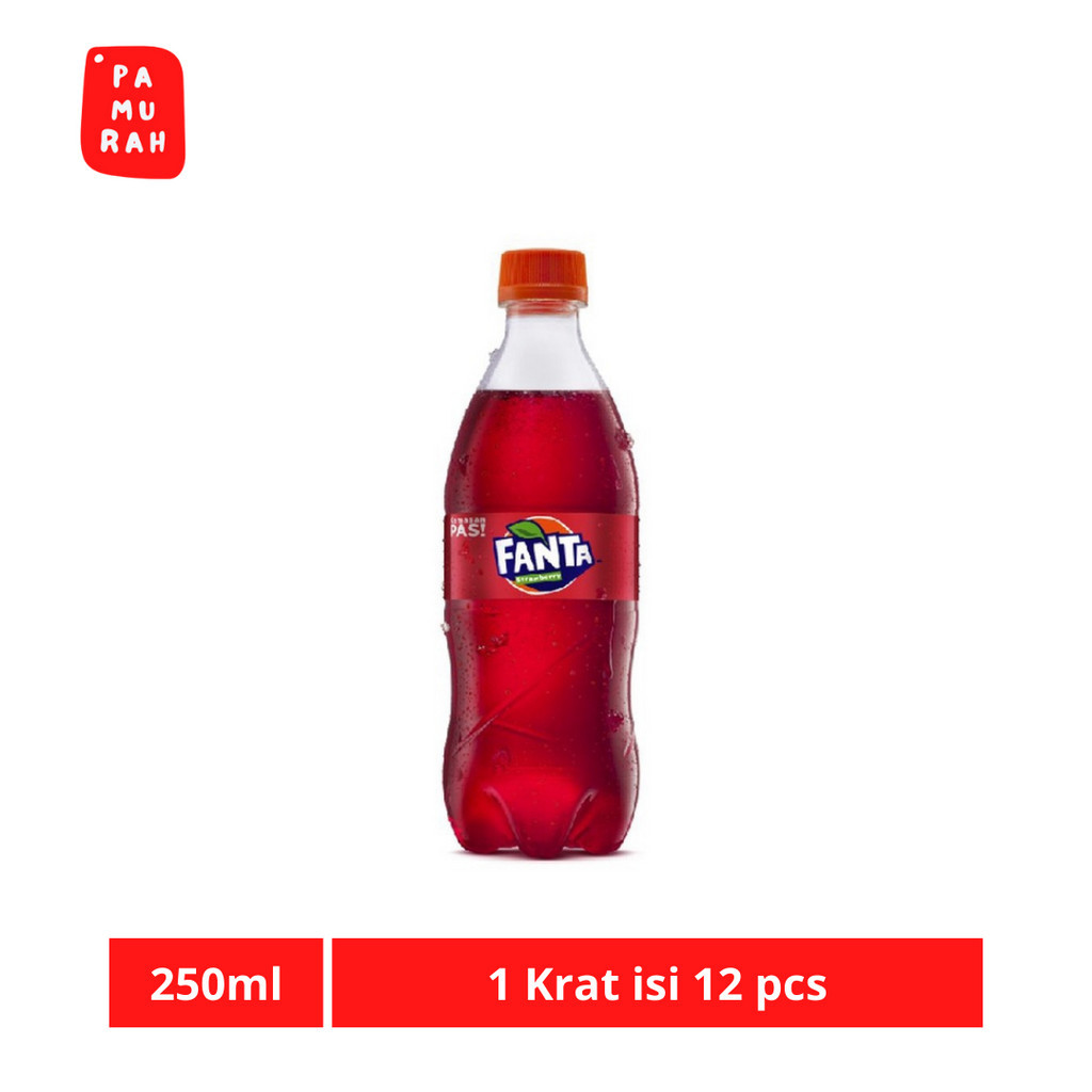 Jual Fanta Strawberry Minuman Soda Rasa Stroberi Botol 250ml 12