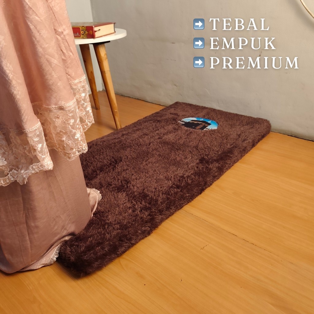 Sajadah Tebal Empuk Sholat Busa Polos Premium Bulu Rasfur Jumbo 60x120 7cm Resle