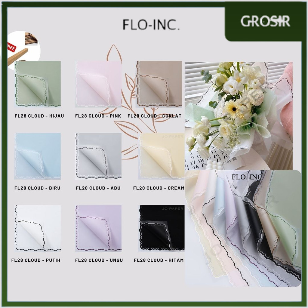 Jual FLO-INC. - (5 LEMBAR) - FL28 CLOUD Kertas Bunga Paper Buket Motif ...