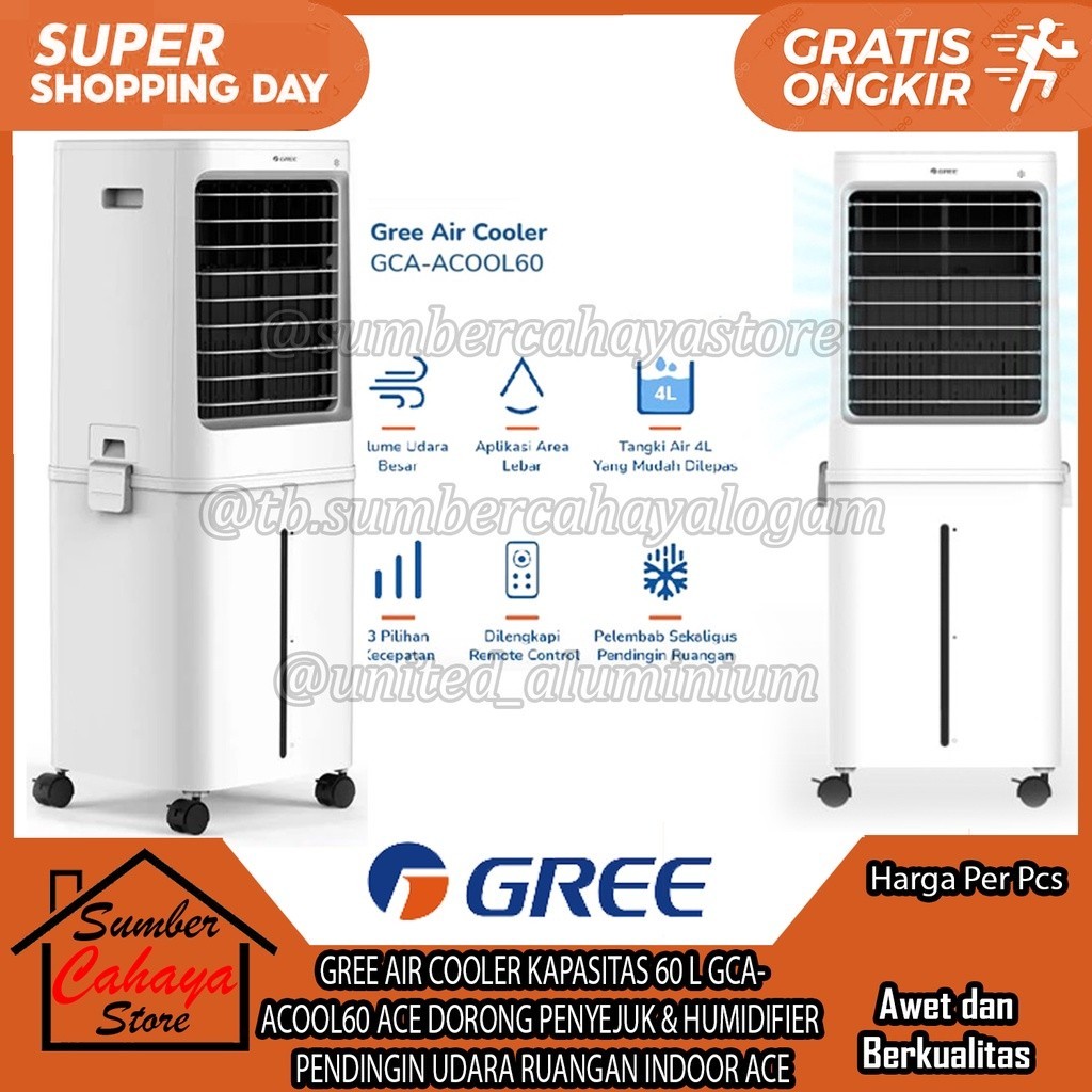 Jual GREE AIR COOLER KAPASITAS 60 L GCA- ACOOL60 ACE DORONG PENYEJUK ...