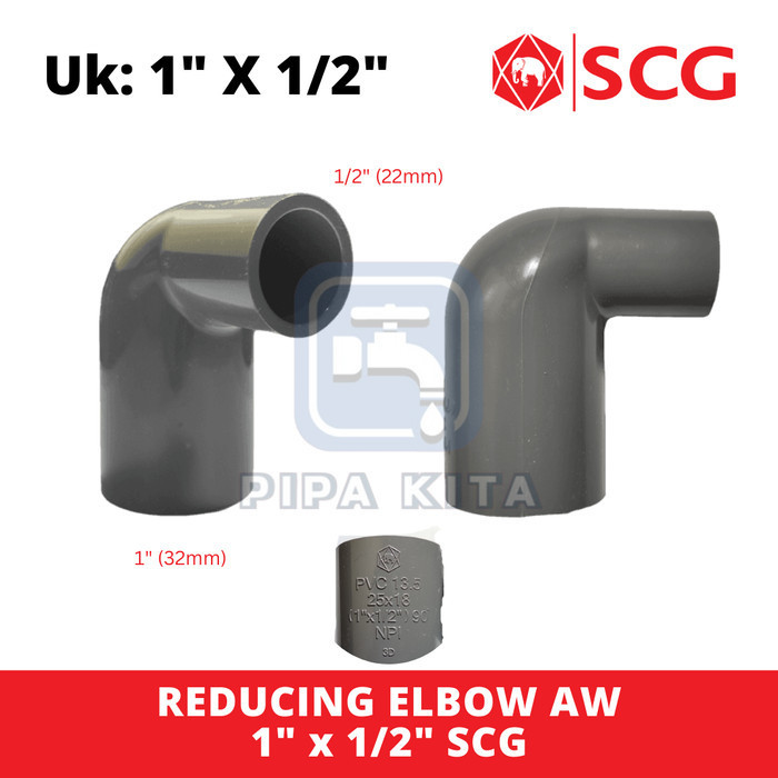 Jual Reducer Knee AW 1 x 1/2 SCG PVC TS Reducing Verlop Vlok Overloop ...