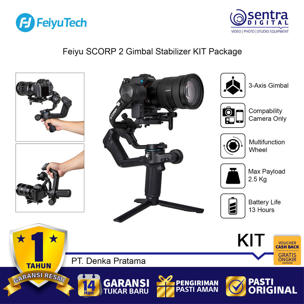 Jual Feiyu SCORP 2 Gimbal Stabilizer for Camera with AI-Tracker ( KIT ...