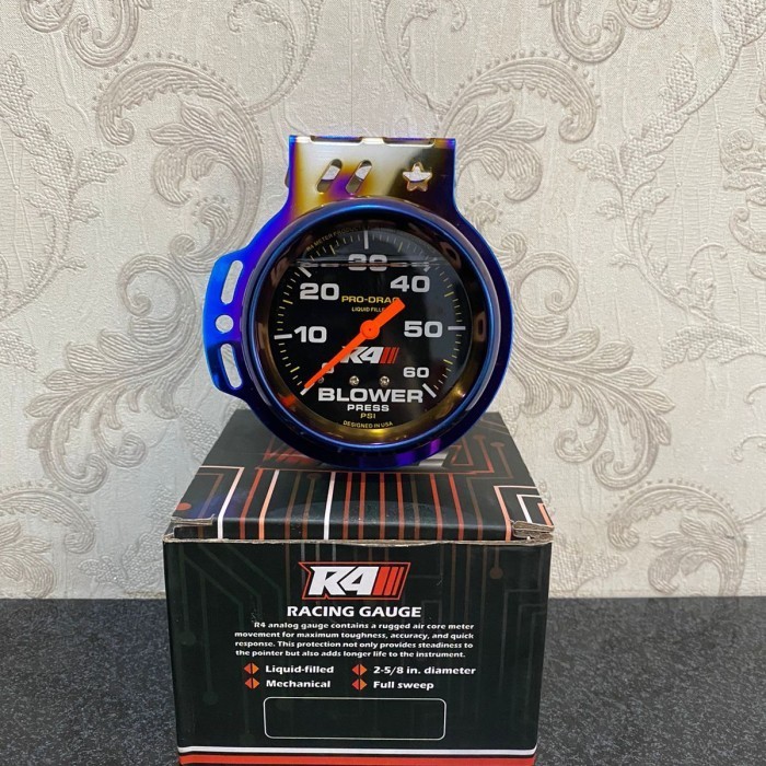 Jual Boost meter gauge boostmeter boostgauge r4 60psi titanium 60mm ...