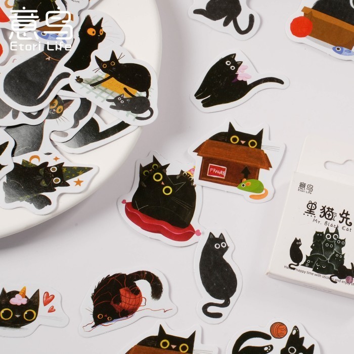 Jual Sticker Kucing BLACK CAT Isi 46 Lembar Deco Stiker Lucu Journal ...