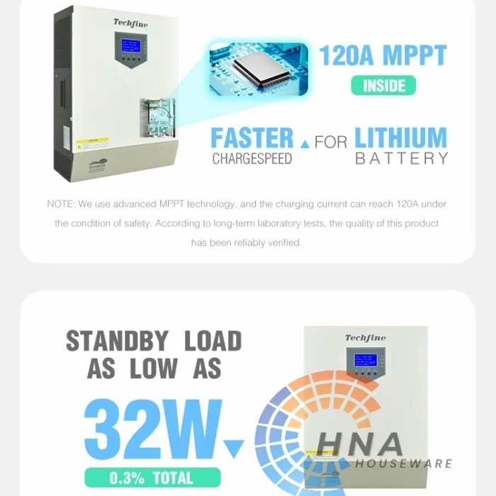 Jual Techfine Inverter Hybrid Low Frequency 6.3Kva 5000 Watt 48V MPPT ...