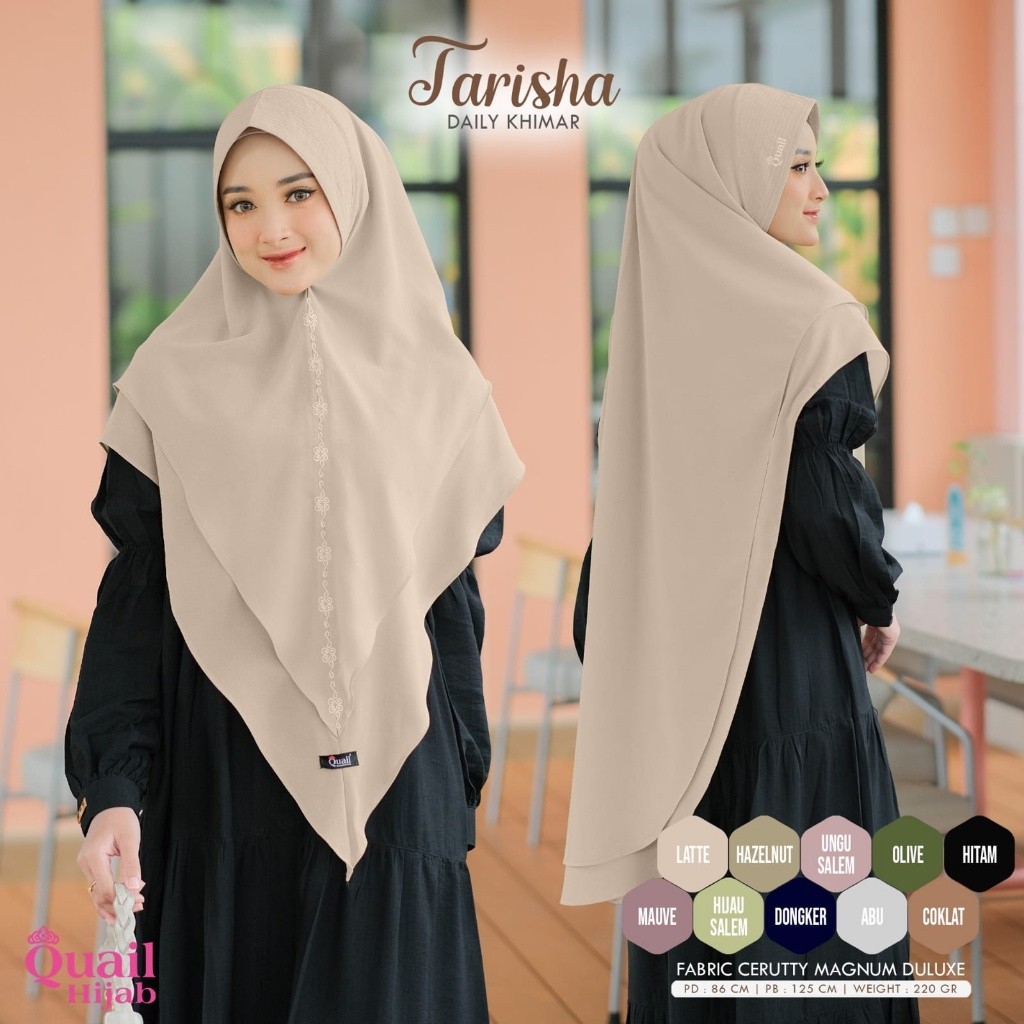 Jual Tarisha Daily Khimar Original Quail Hijab Wanita Fabric Ceruty ...